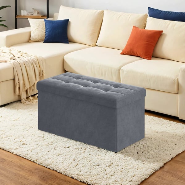 Förvaringspuff, 38x110x38 cm, Mörkgrå