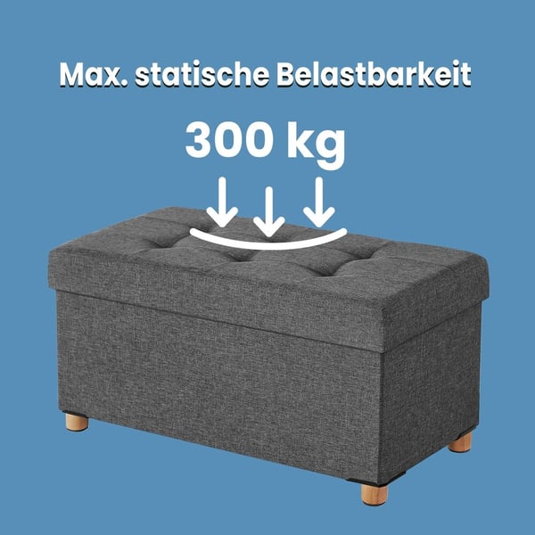 Oppbevaringspuff, 110x38x40 cm, Mørk Grå
