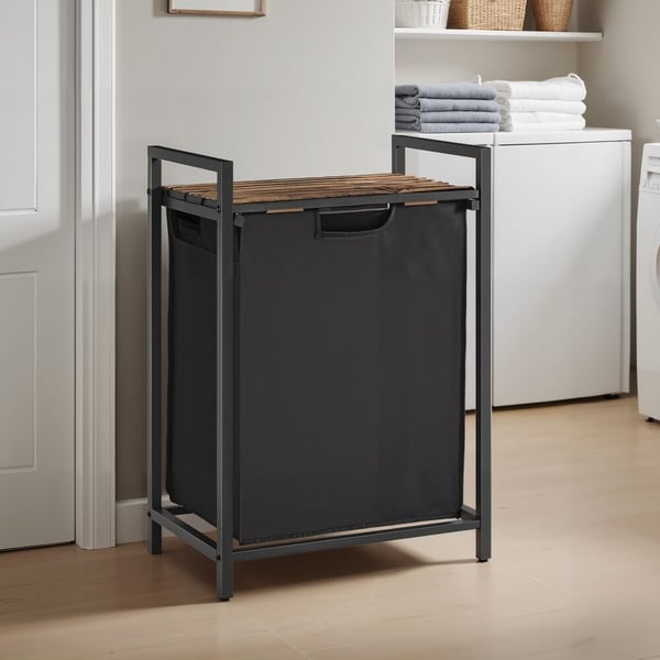 Tvättkorg, 2 fack, 2x46 L, svart