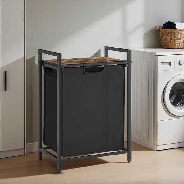 Tvättkorg, 2 fack, 2x46 L, svart