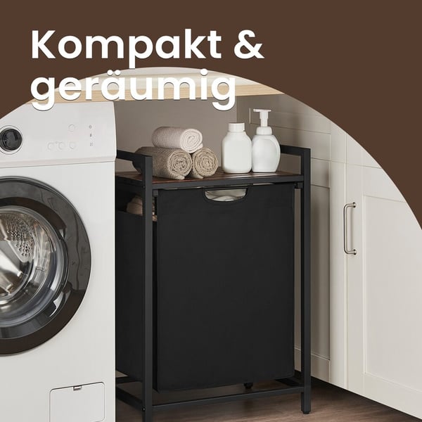 Tvättkorg, 2 fack, 2x46 L, svart