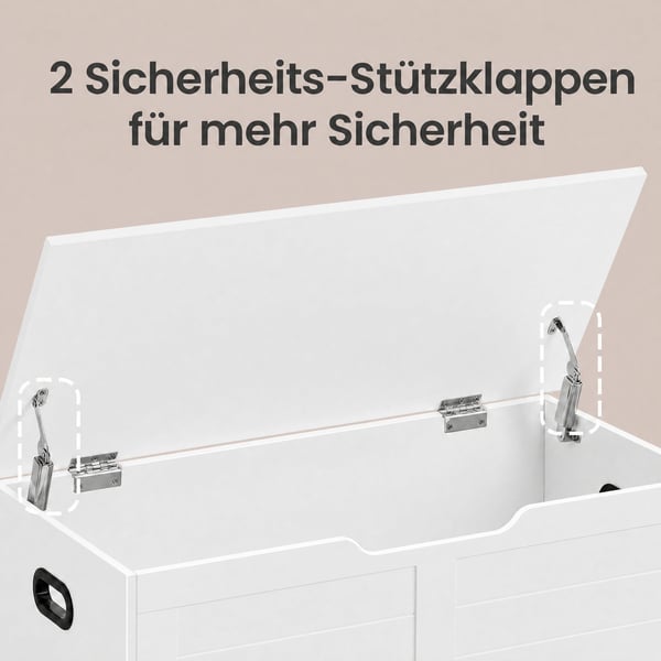 Skobenk, Oppbevaringsbenk med 2 sikkerhetsbeslag, 40x100x46 cm, Hvit