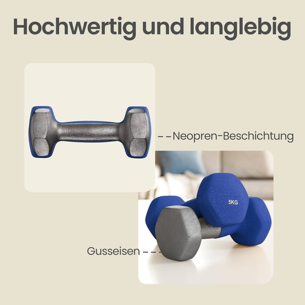 Håndvægte 2-sæt, 2 x 5 kg, blå