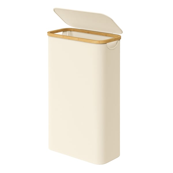 Tvättkorg med lock, 65 L, vit