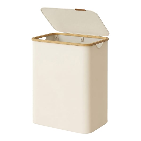 Tvättkorg med lock, 130 L, vit
