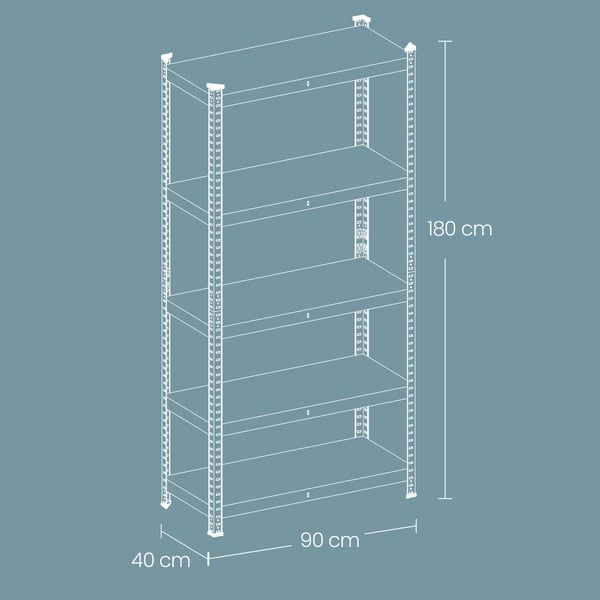 Robust hyldesæt, 40x90x180 cm, greige