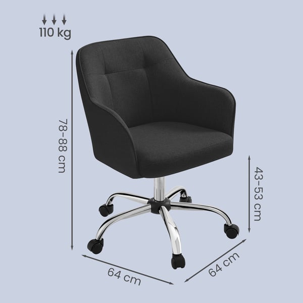 Kontorstol, 64x64x83-93 cm, Sort