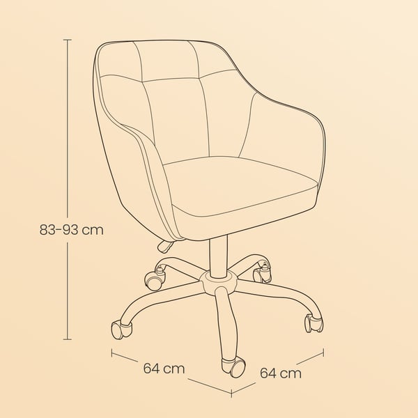 Kontorstol, 64x64x83-93 cm, Pink