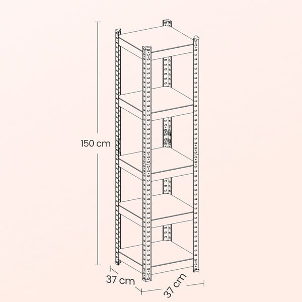 Robust hylle, 150x37x37 cm, brun svart
