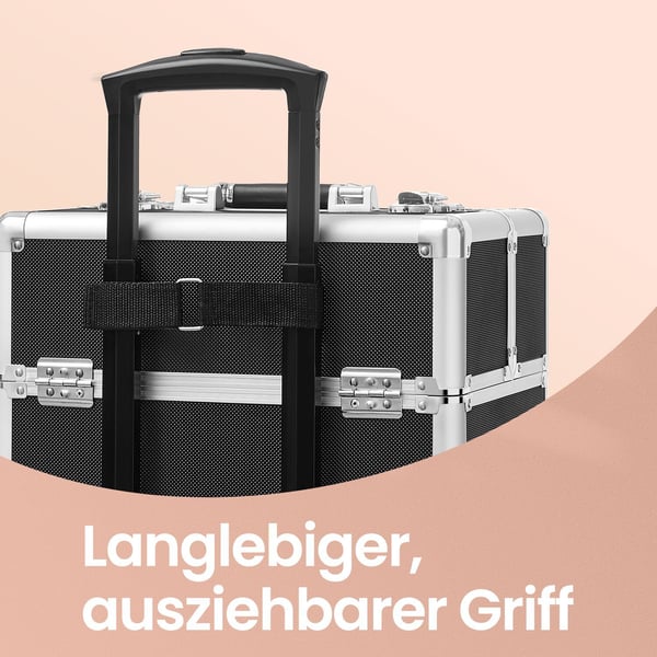 Makeupkuffert, Professionel 3-i-1 Makeupkuffert, 35x25x69,8 cm, Sort