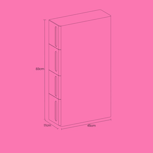 Niche hylde, 45x17x83 cm, hvidgrå