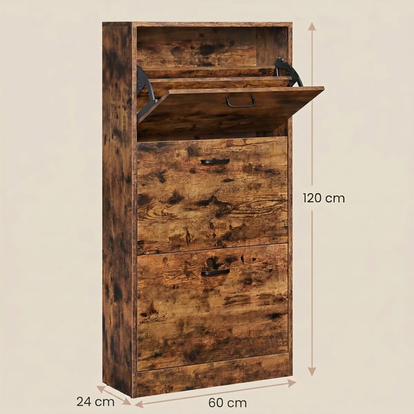 Skoskåp, 60x24x120 cm, Brun