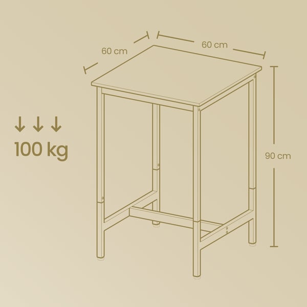 Barbord, 60x60x92 cm, Beige