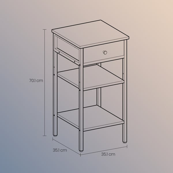 Nattbord, 35,1x35,1x70,1 cm, Brun Svart