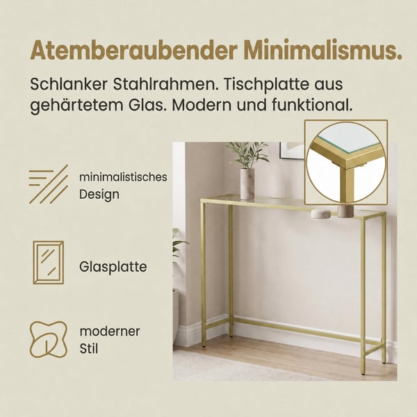 Konsolbord, 20x100x80 cm, Guld