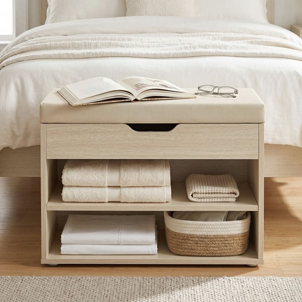 Skobænk, 30x60x44 cm, Beige