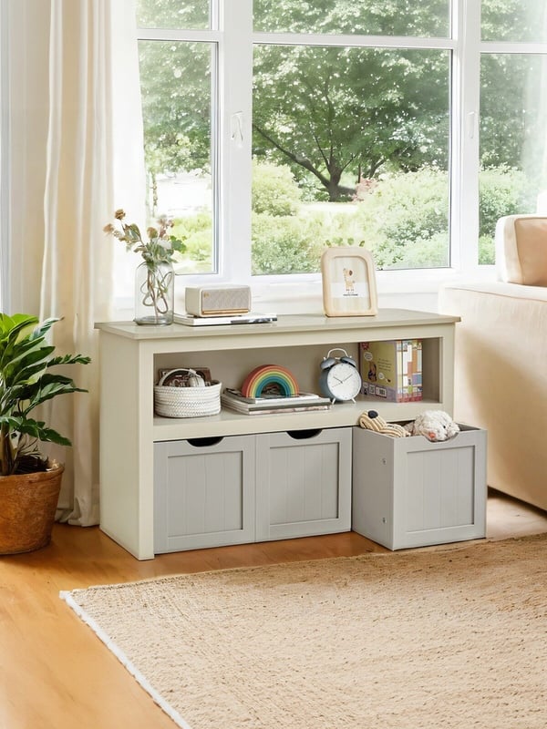 Barneoppbevaringshylle, 30x102x60 cm, Beige