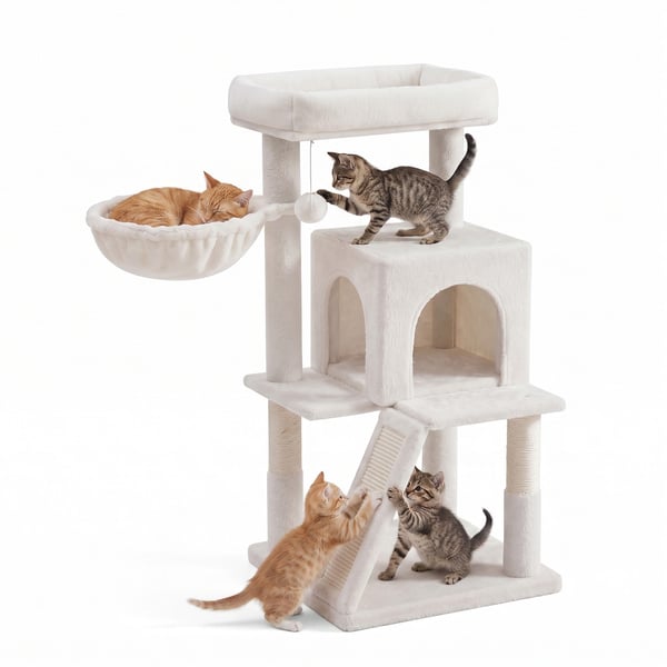 Klatrestativ for katt, 48,1x48,1x96,1 cm, Hvit