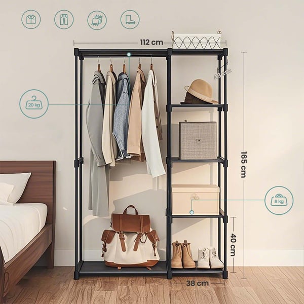Garderobe, 112x43x165 cm, Grå