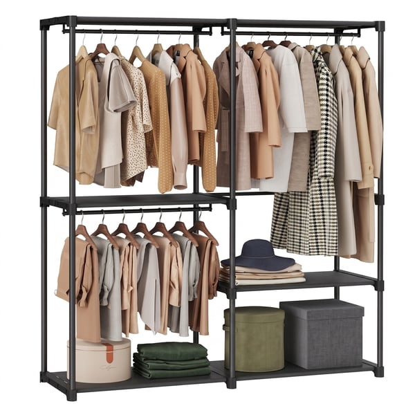 Åben Garderobe, 138x43x182 cm, Sort