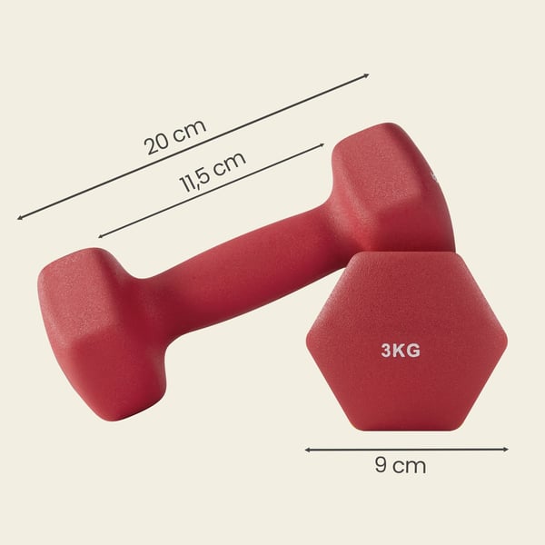 Håndvægte 2-sæt, 2 x 3 kg, rødt
