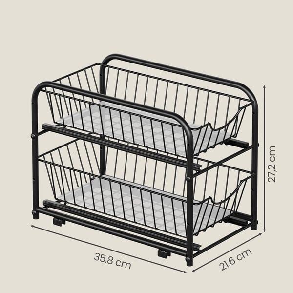 Kjøkkenorganisator, 21x36.5x33.7 cm, Svart
