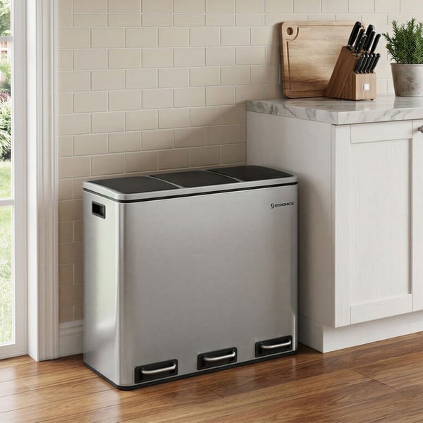 Søppelbøtte, Avfallssorteringssystem, 61x31.5x55.5 cm, Sølv