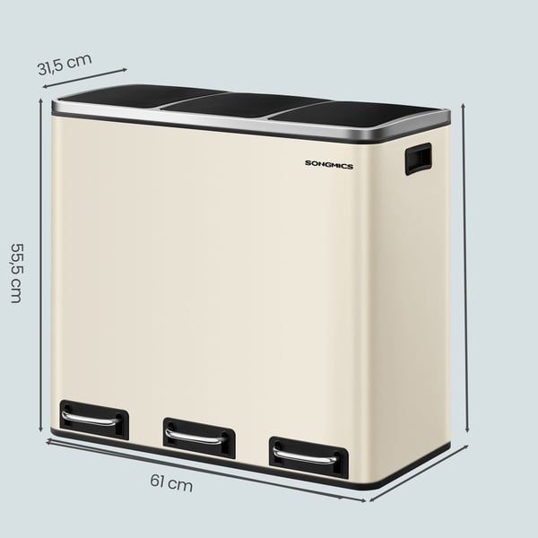 Affaldsspand, Affaldssorteringssystem, 61x31,5x55,5 cm, Beige