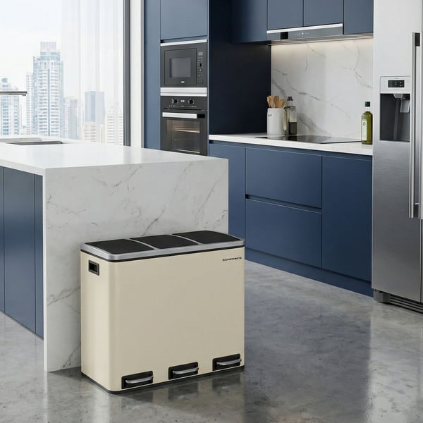 Affaldsspand, Affaldssorteringssystem, 61x31,5x55,5 cm, Beige