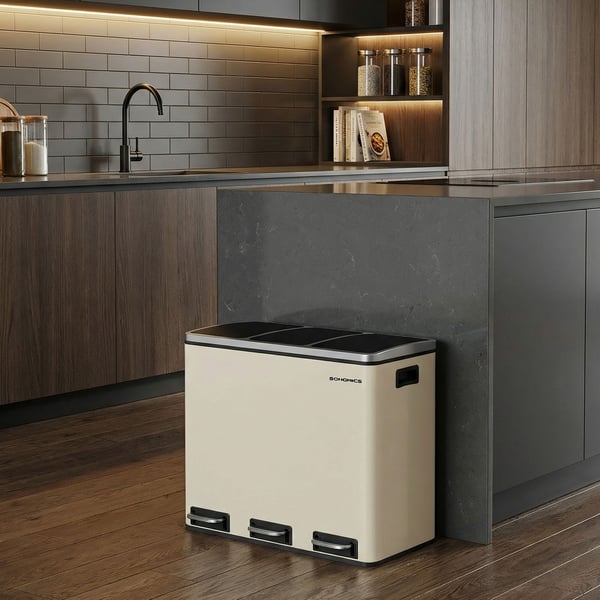 Affaldsspand, Affaldssorteringssystem, 61x31,5x55,5 cm, Beige