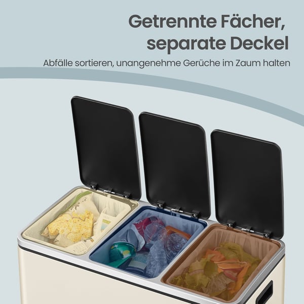 Affaldsspand, Affaldssorteringssystem, 61x31,5x55,5 cm, Beige