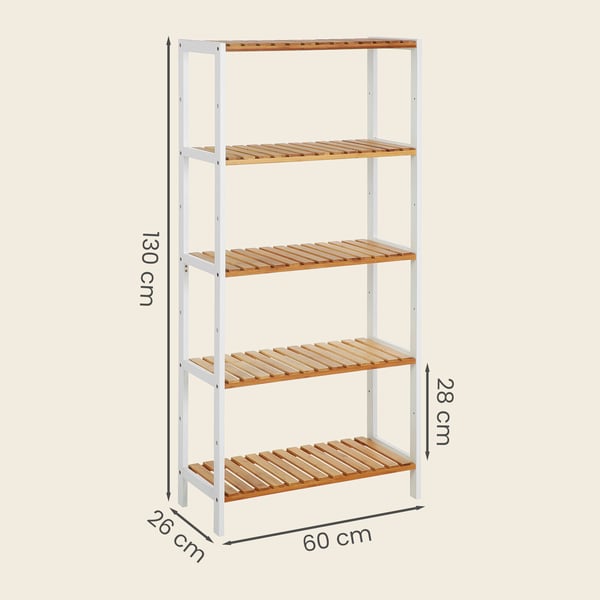 Baderomshylle, bambus, 60x26x130 cm, hvit