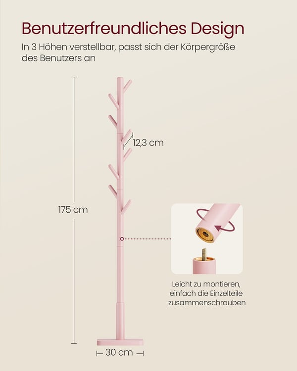 Stumtjener, 30x30x175 cm, Rosa