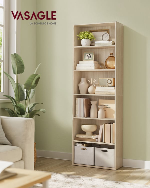 Kirjahylly, 24x60x178.5 cm, Beige
