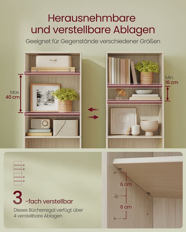 Kirjahylly, 24x60x178.5 cm, Beige