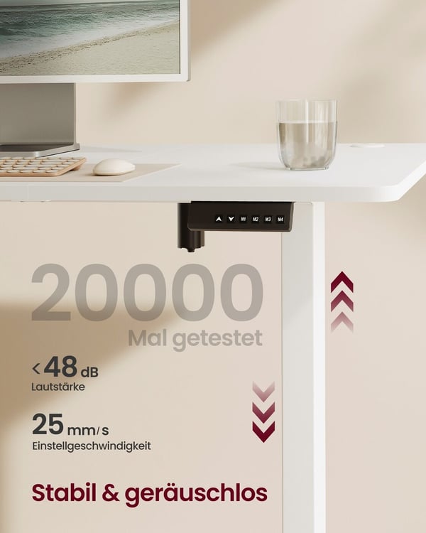 Elektrisk Højdejusterbart Bord, 180x80 cm, Hvid