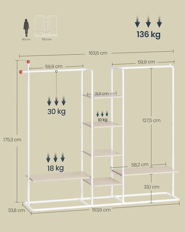 Stumtjener, 33,8x163,6x175,3 cm, Beige