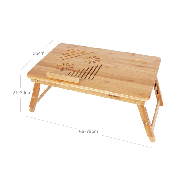 Bärbar datorbord, justerbart fällbart bambu, 55x21-29x35 cm