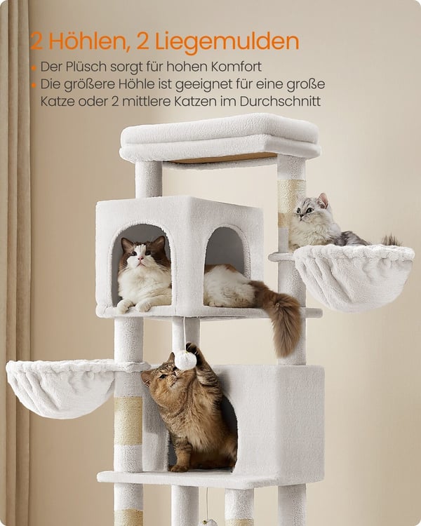 Kattetræ, 57x45x175 cm, Creme