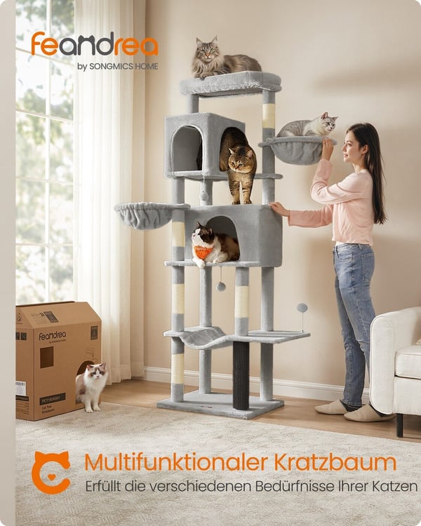 Kattetræ, 59x48x190,7 cm, Grå