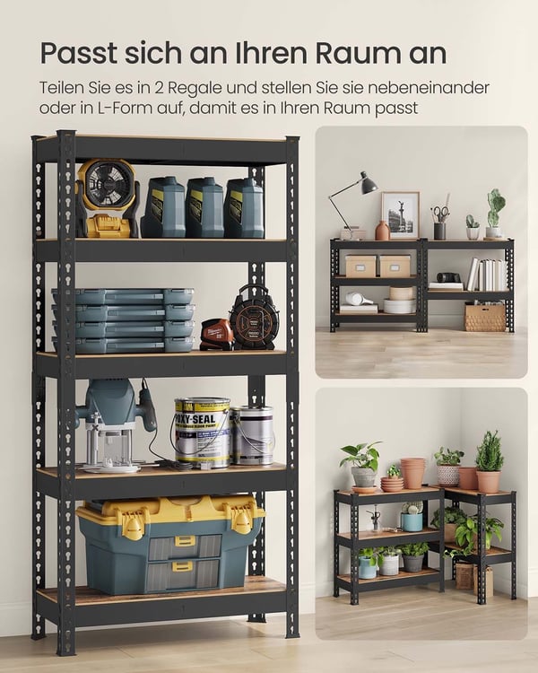 Solid Hyllesystem, 30x75x150 cm, Svart