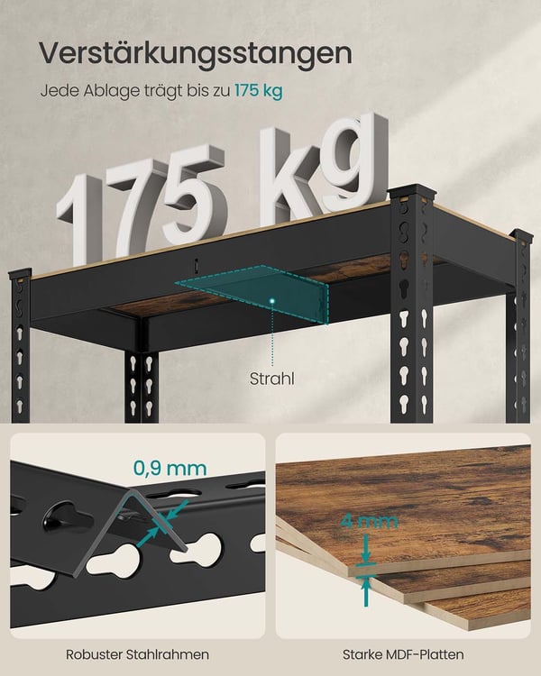 Solid Hyllesystem, 30x75x150 cm, Svart