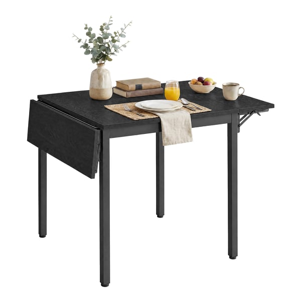 Spisebord, Foldbart Køkkenbord, 78x120x76,2 cm, Sort