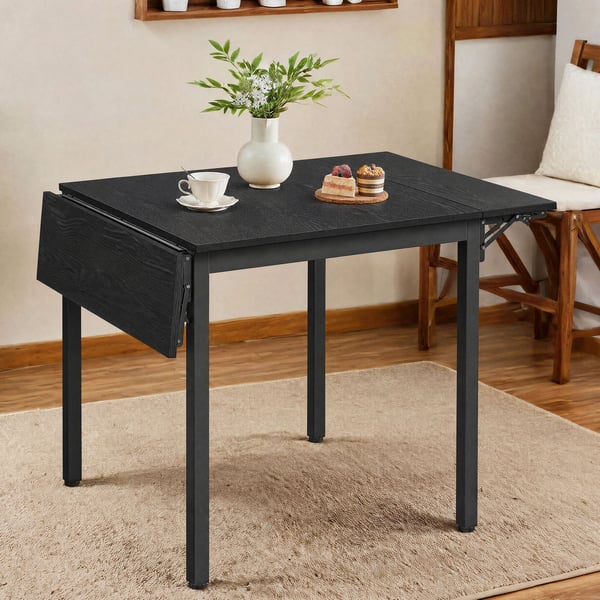 Spisebord, Foldbart Køkkenbord, 78x120x76,2 cm, Sort