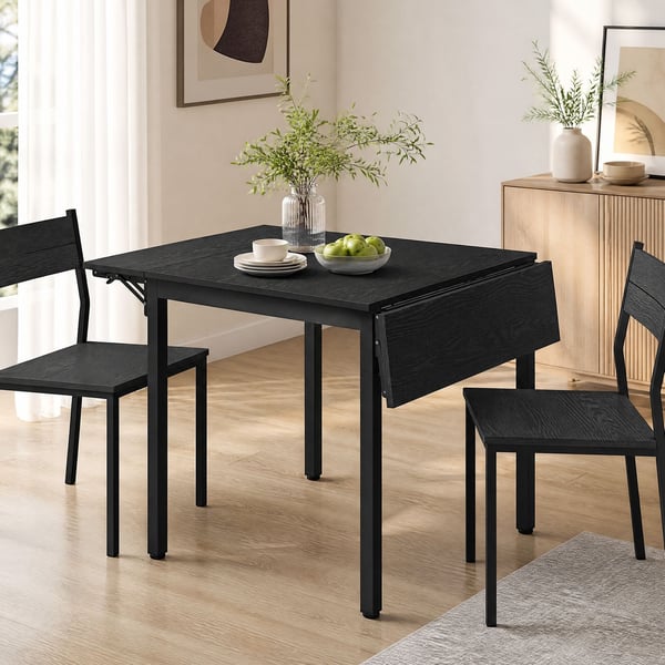 Spisebord, Foldbart Køkkenbord, 78x120x76,2 cm, Sort