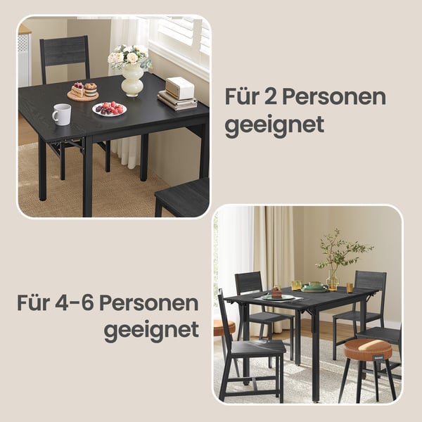 Spisebord, Foldbart Køkkenbord, 78x120x76,2 cm, Sort
