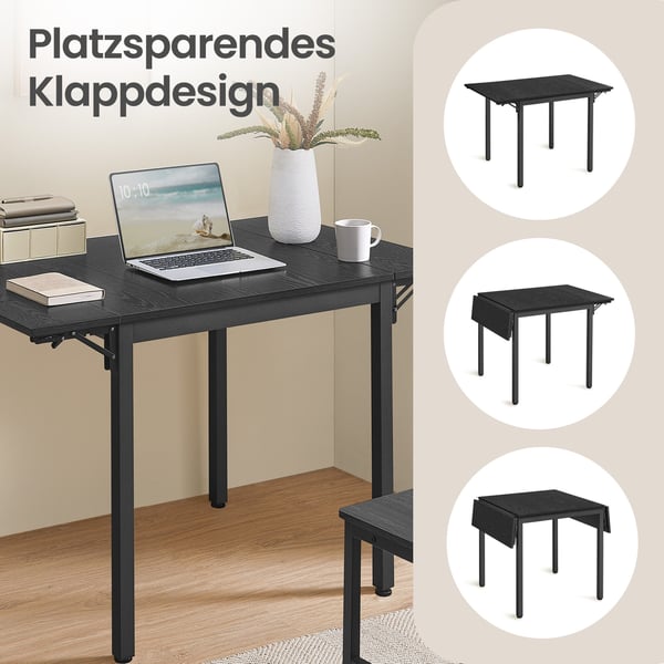 Spisebord, Foldbart Køkkenbord, 78x120x76,2 cm, Sort