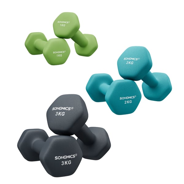 Hantelset, 2x1 kg 2x2 kg 2x3 kg, Limegrön