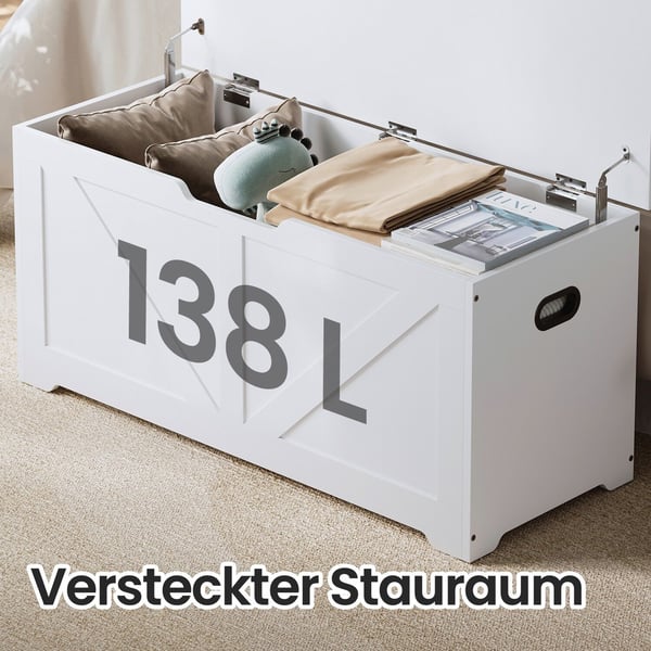 Skobænk, opbevaringsbænk, 40x100x46 cm, hvid