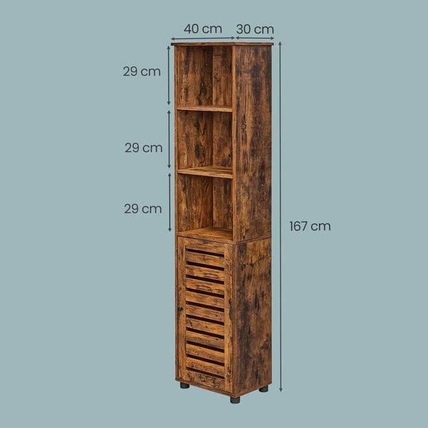 Baderomsskap, 40x30x167 cm, Brun